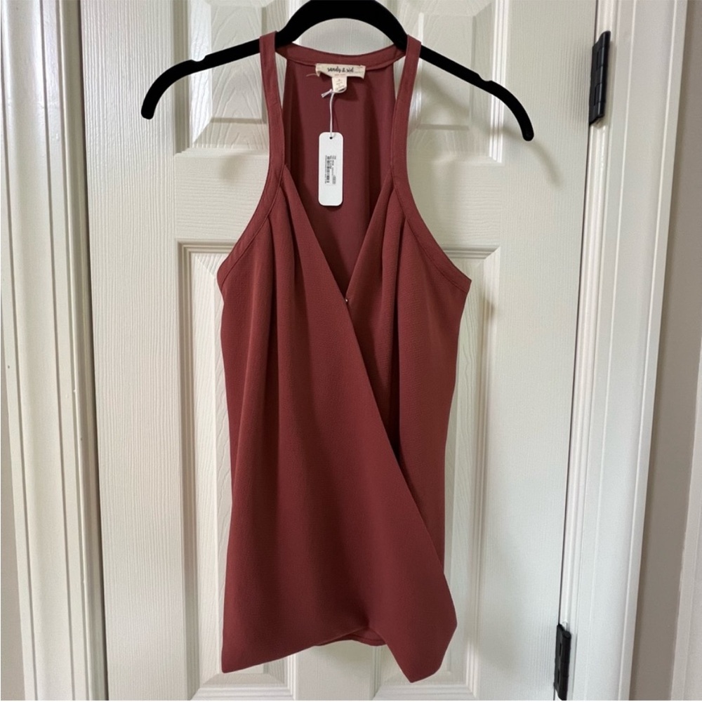 Charming Charlie -Sandy & Sid Terracotta Wrap Sleeveless Blouse NWT Size Small